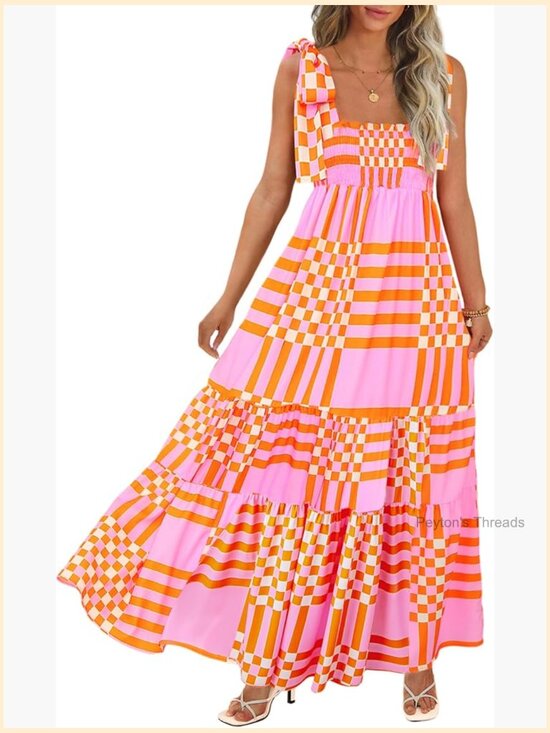 Dresses & Skirts - Women's Summer Maxi Dress Boho Spaghetti Straps Casual Long A-line Smocked